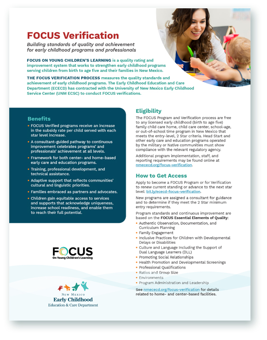 FOCUS Verifcation program flyer