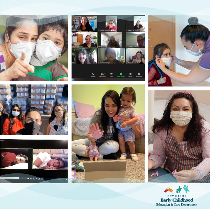 PhotoCollageCOVID Teacher instructing young students sitting around a table